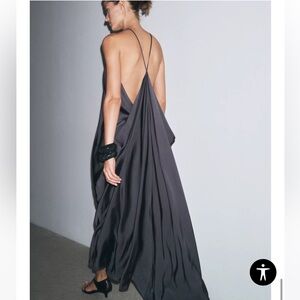 Zara Backless Charcoal Dress